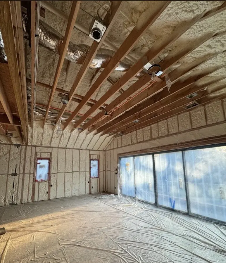 Interior walls and ceiling insulated with spray foam during new construction in Star
